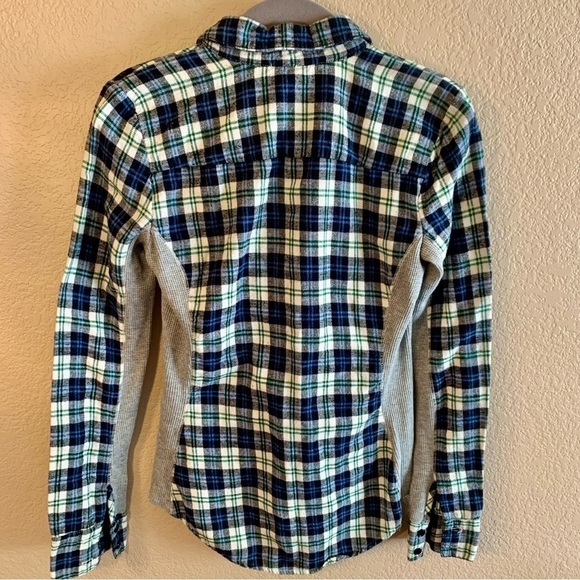 Splendid Flannel Top Small Plaid Cotton Blue Cream Flannel Grey Thermal Panels - Picture 13 of 15